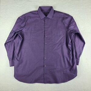 ROCHESTER Dress Shirt Mens 18.5 36/37T Purple Non Iron Egyptian Cotton Button Up